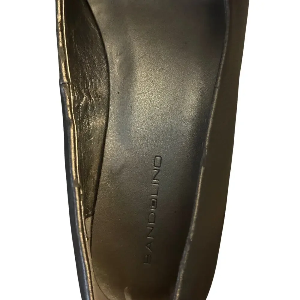 Bandolino Flats Metallic Pewter Leather Buckle Size 7.5M